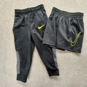 Nike Toddler 18M Black Athletic Pant And Shorts Black Neon Green Logo